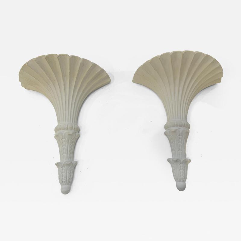 Pair of French 1920s Art Deco Plaster Sconcea