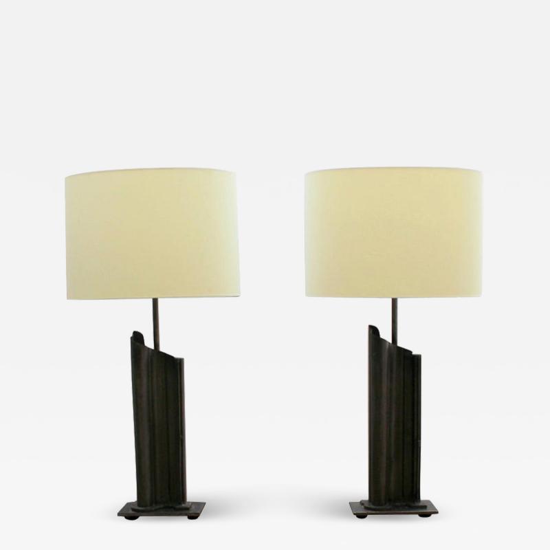 Pair of French 1970 s Metal Table Lamps