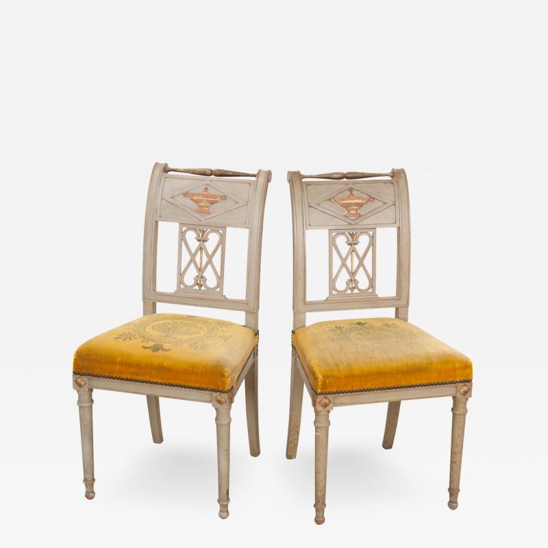 Pair of French 19th Century Neoclassical Style Side Chairs