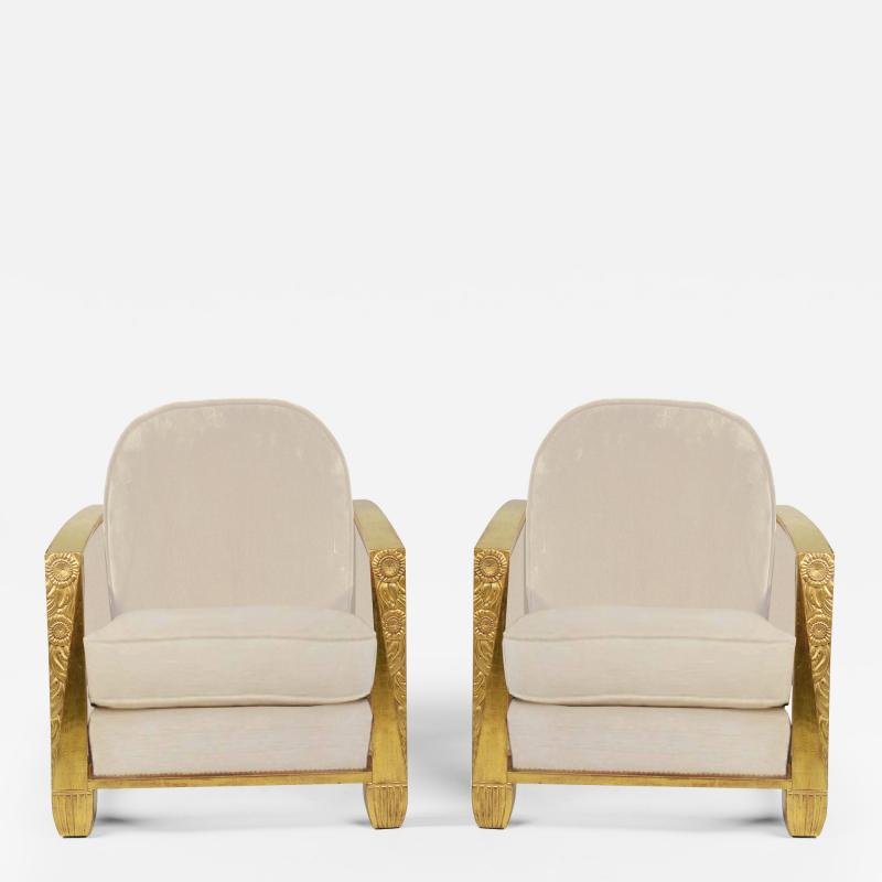 Pair of French Art Deco Club chairs