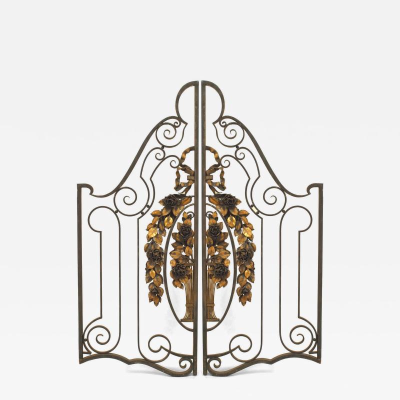 Pair of French Art Deco Iron and Gilt Gates