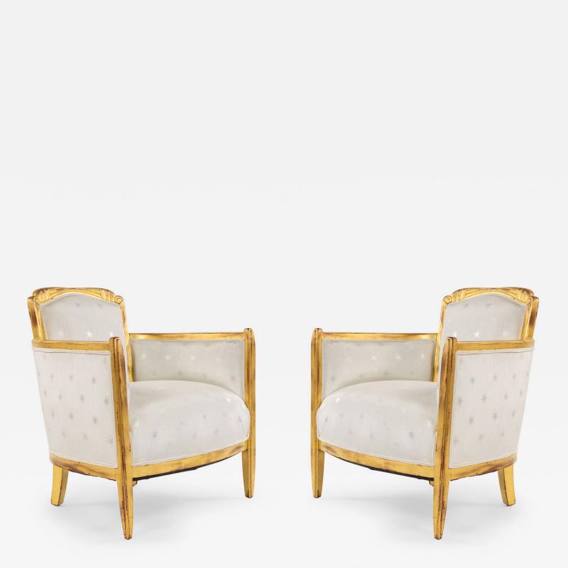 Pair of French Art Deco White Star Arm Chair