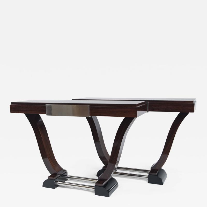 Pair of French Art Moderne Rosewood Console Tables