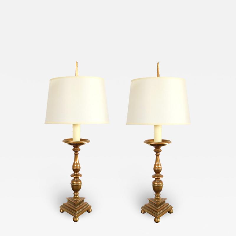 Pair of French Baroque Style Bronze Candlesticks now Mounted as Lamps