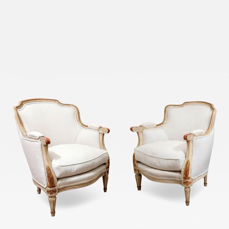 Pair of French Bergere Armchairs