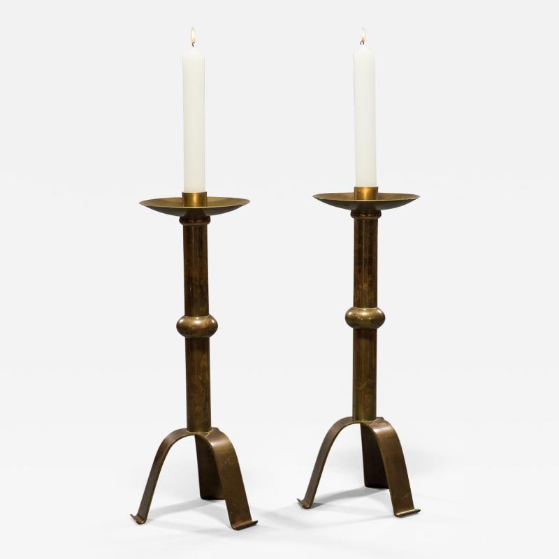 Pair of French Brass Altar Sticks