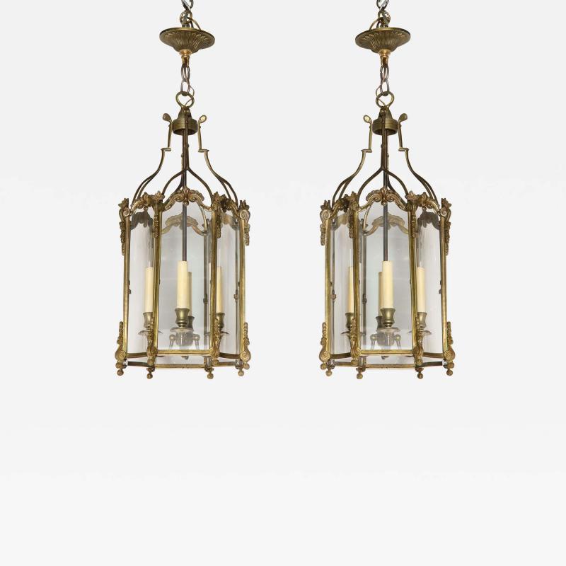 Pair of French Brass Hall Lanterns