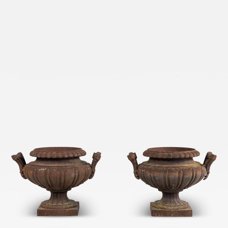 Pair of French Cast Iron Urns Early 20th Century