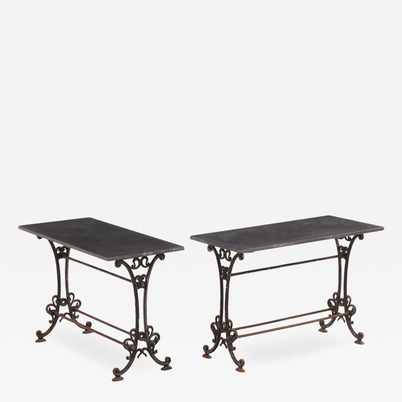 Pair of French Cast Iron and Stone Tables 19th C 