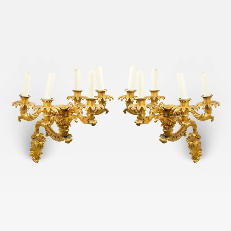 Pair of French Charles X Gilt Bronze Wall Sconces