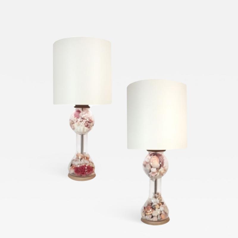 Pair of French Cloche Shell Lamps
