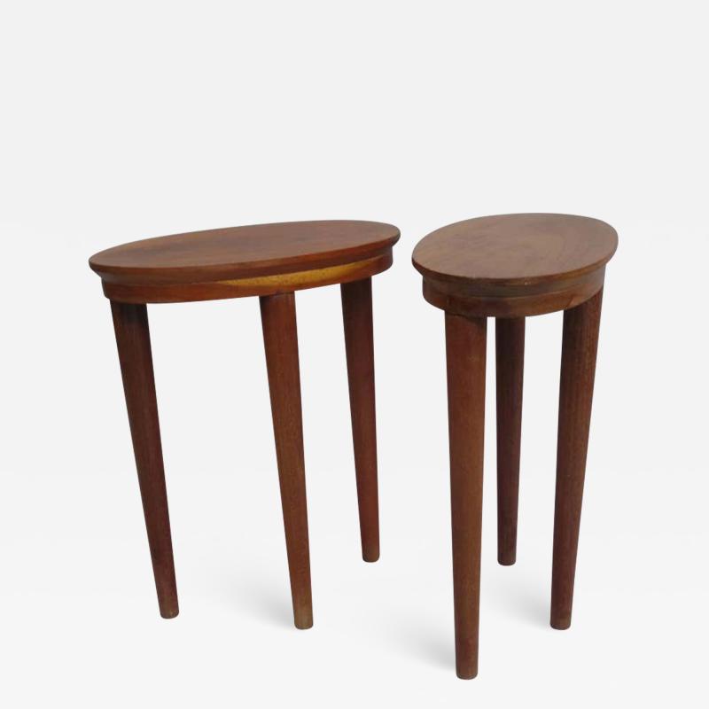 Pair of French Colonial Solid Wood Side Tables Consoles Nightstands 1930