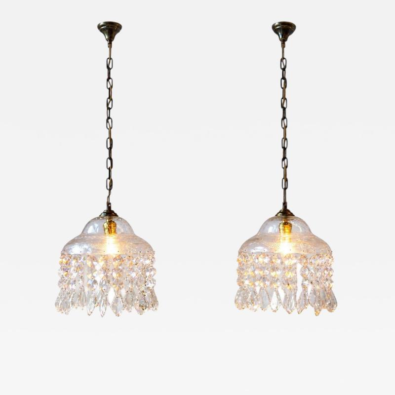 Pair of French Crystal Lights