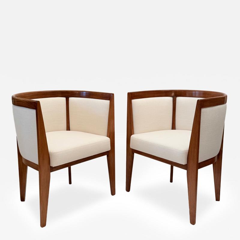 Pair of French Curved Back Upholstered Chairs