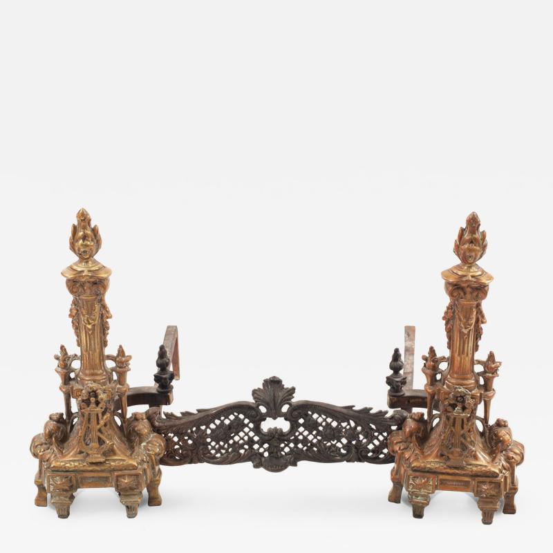 Pair of French Directoire Bronze Andirons