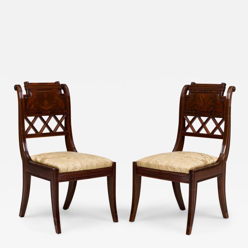 Pair of French Directoire Style Mahogany Side Chairs