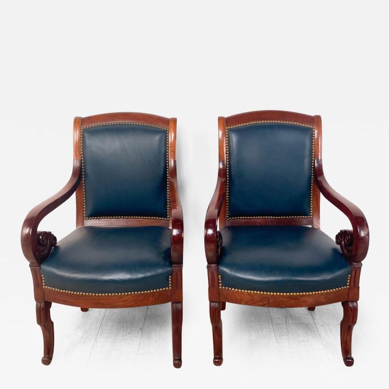 Pair of French Empire Armchairs circa 1860 Three pairs available