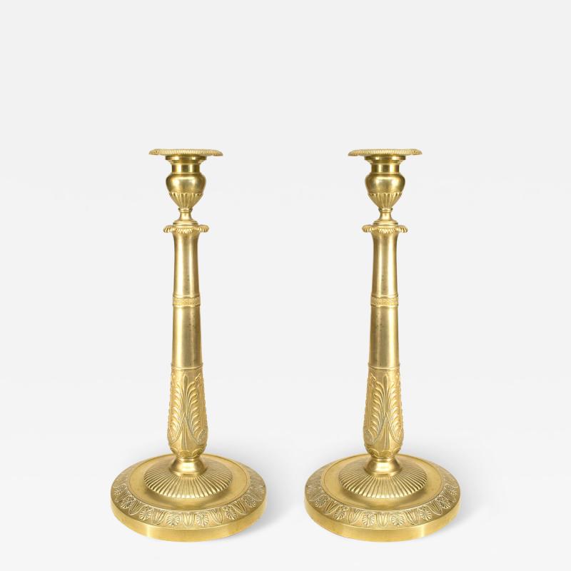 Pair of French Empire Bronze Candlesticks