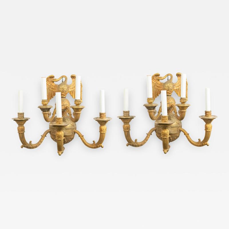 Pair of French Empire Bronze Wall Sconces