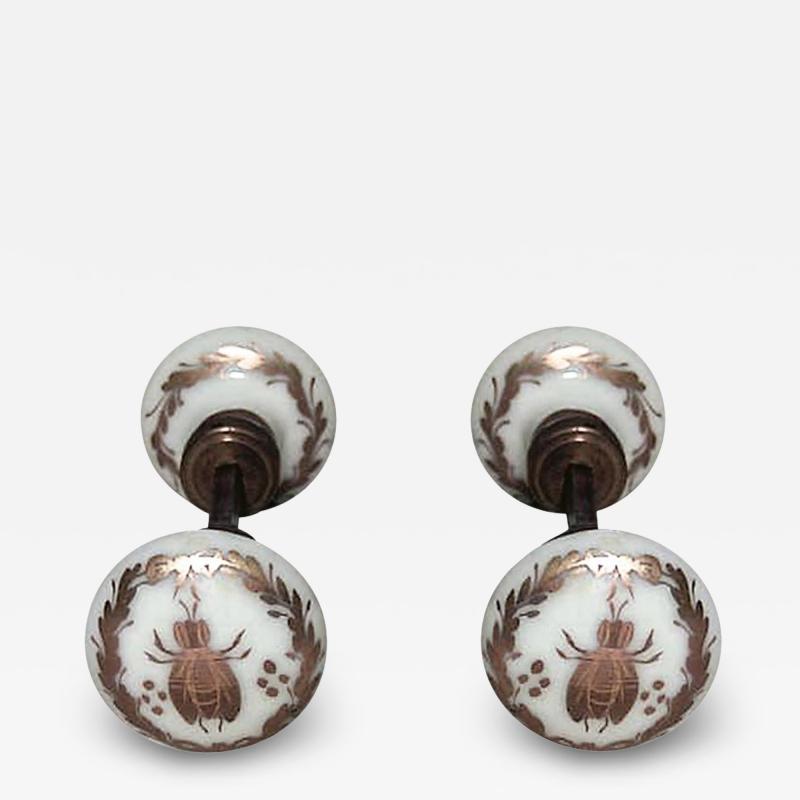 Pair of French Empire Style Porcelain Door Handles