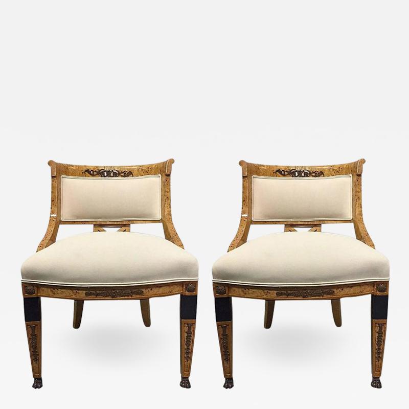 Pair of French Empire Style Side Chairs