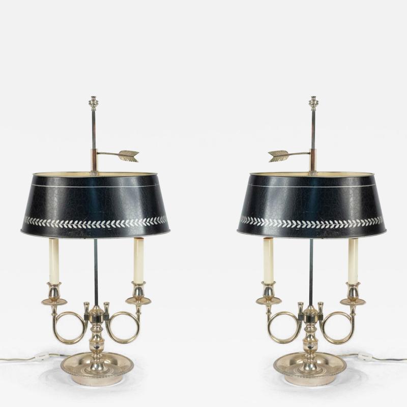 Pair of French Empire Style Silver Plate Table Lamps