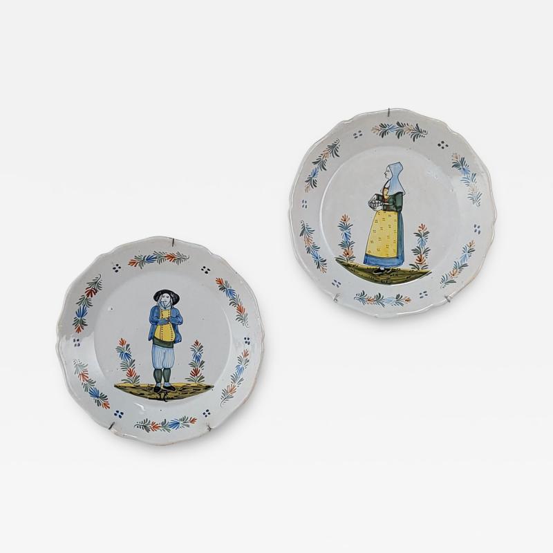 Pair of French Fa ence Plates 18th century