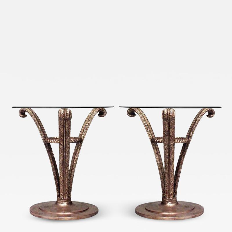 Pair of French Gilt Triple Plume End Tables