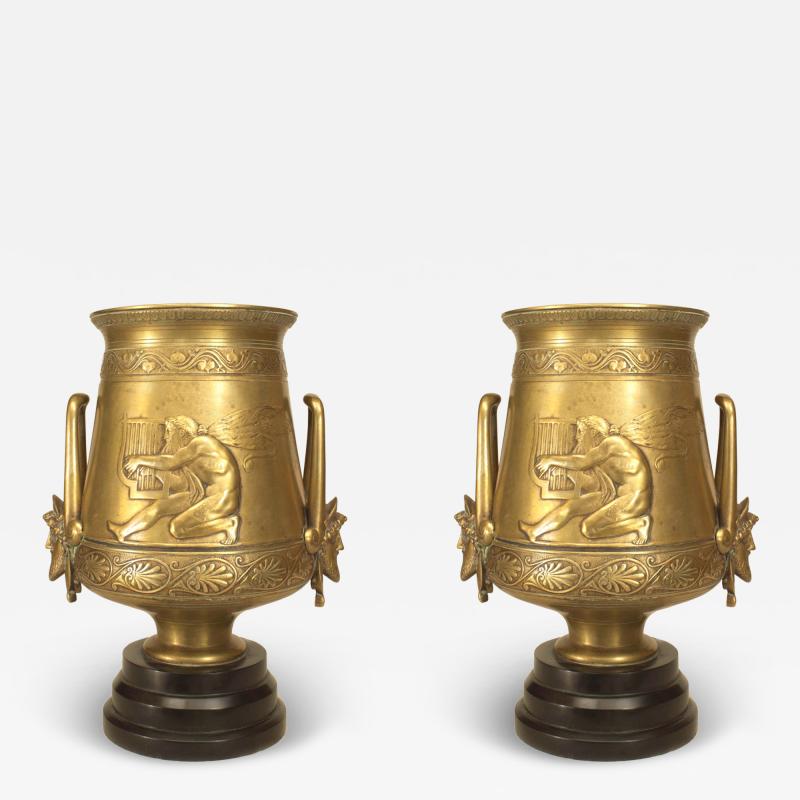 Pair of French Greek Revival Bronze Vases