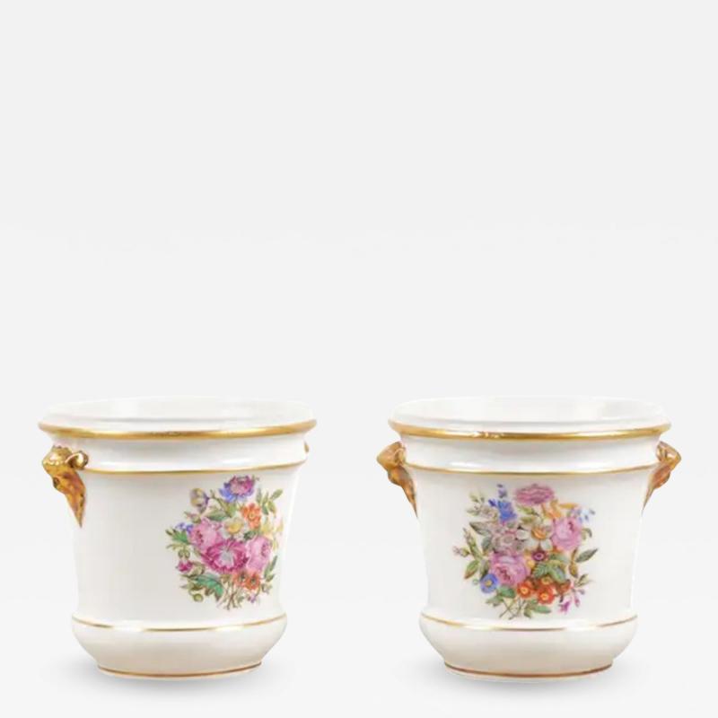 Pair of French Late 18th Century Paris Porcelain Cachepots with Floral D cor