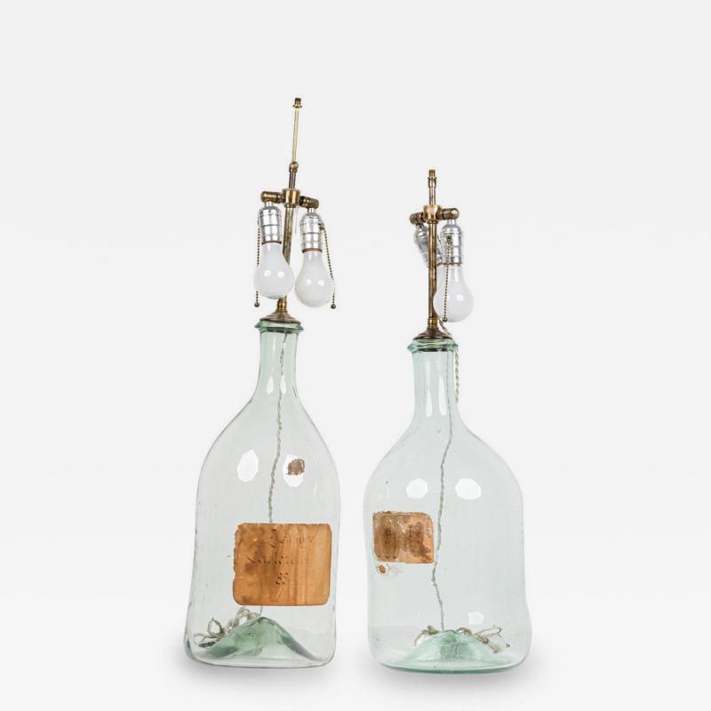 Pair of French Late 19th Century Glass Jug Table Lamps