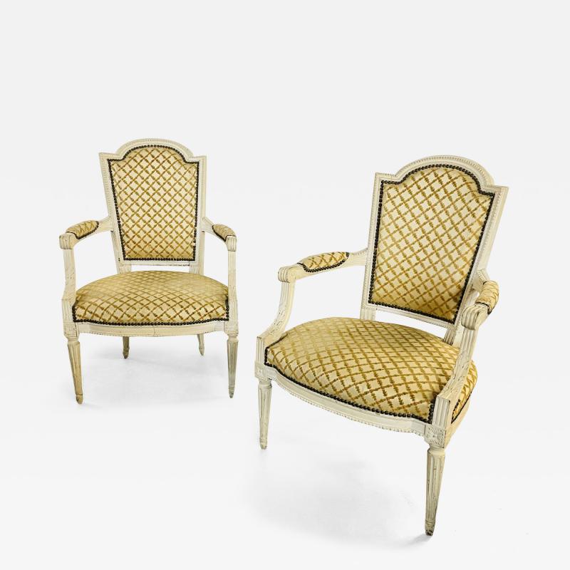 Pair of French Louis XIV Style Armchairs Fauteuils Maison Jansen Style Pegged