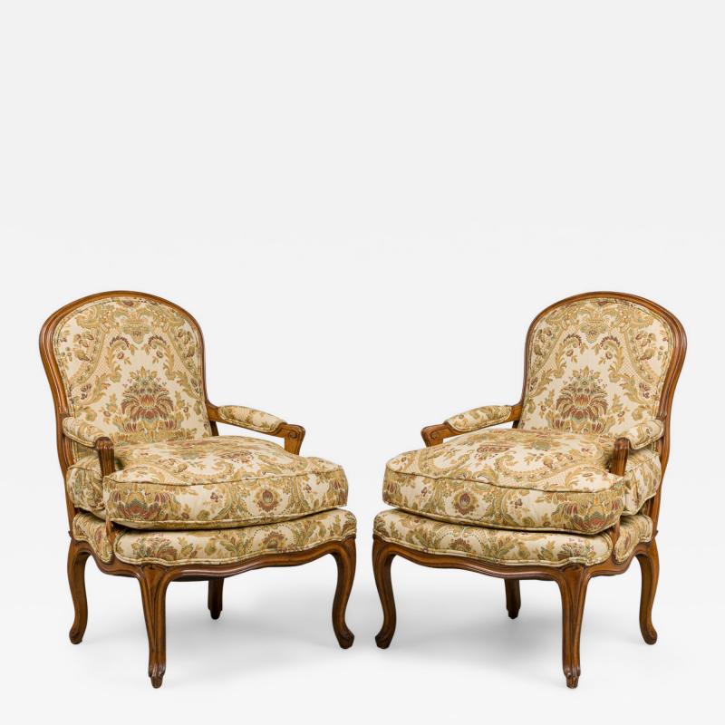 Pair of French Louis XV Beige Armchairs