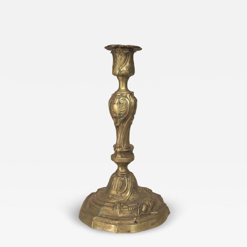 Pair of French Louis XV Bronze Candlesticks