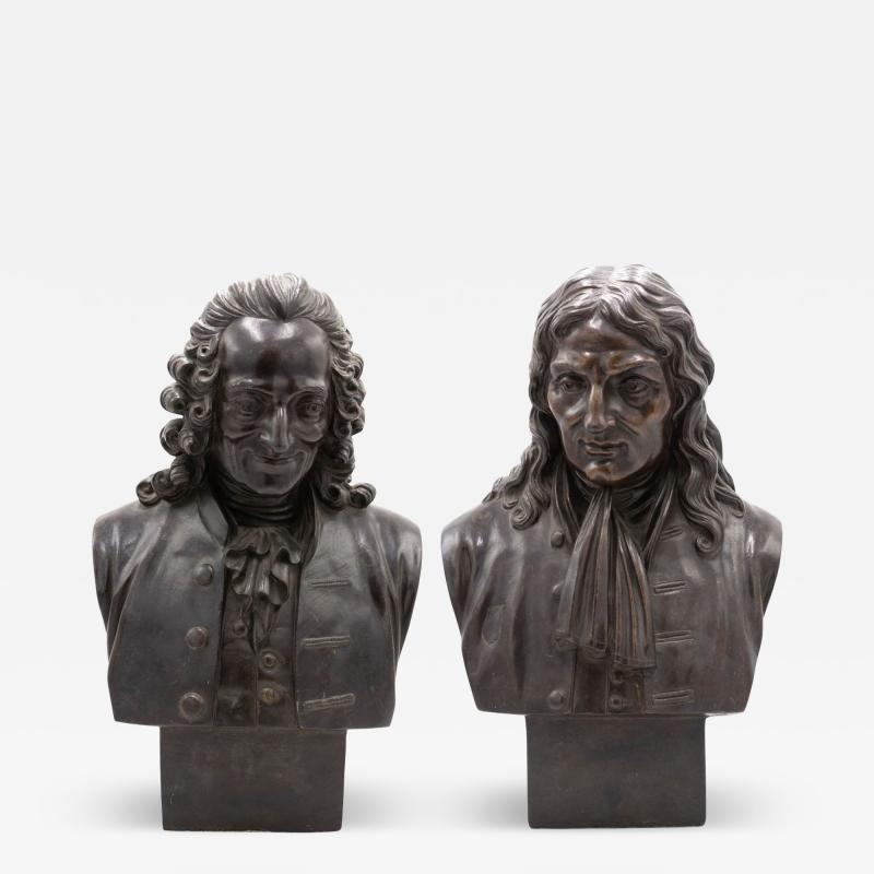 Pair of French Louis XV Metal Noblemen Busts