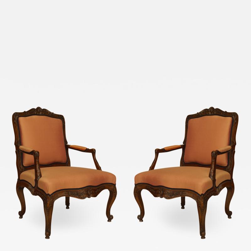 Pair of French Louis XV Pink Arm Chairs