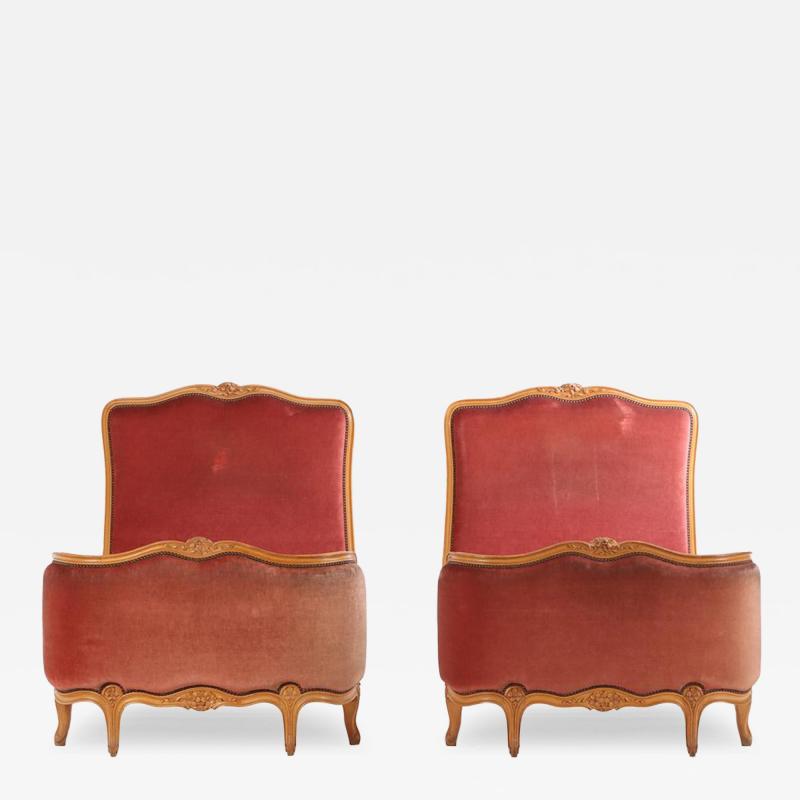 Pair of French Louis XV Style Carved Twin Beds C 1940