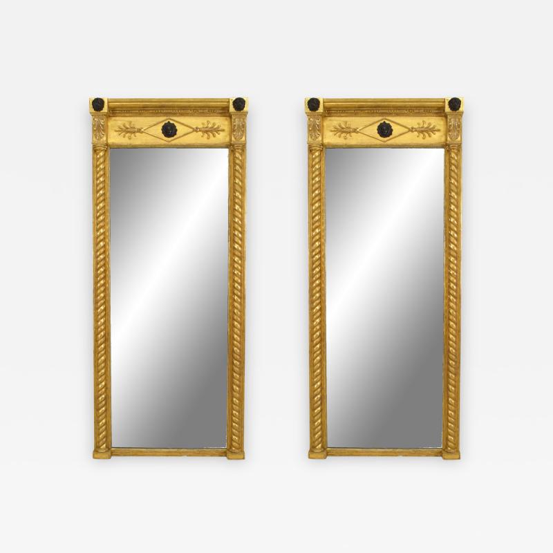 Pair of French Louis XV Style Gilt and Beige Painted Wall Mirrors