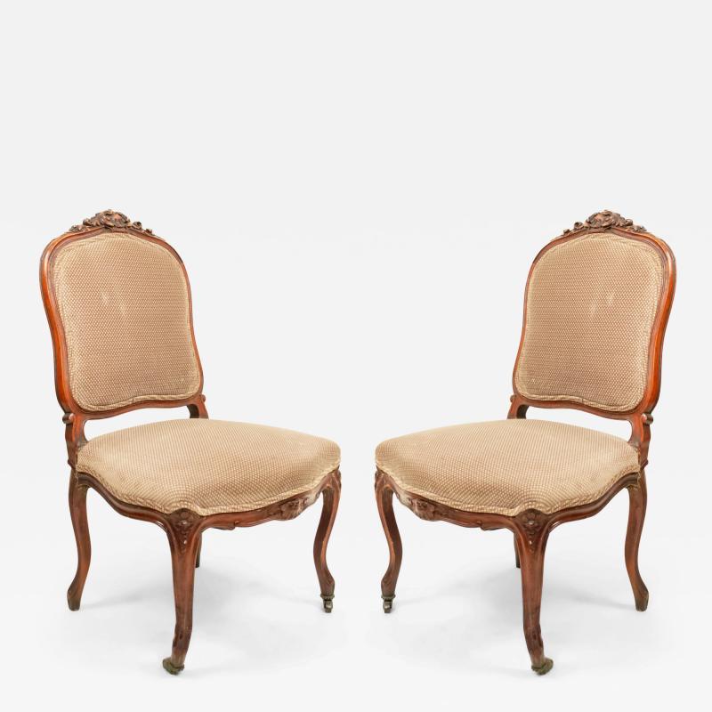 Pair of French Louis XV Walnut Side Chairs