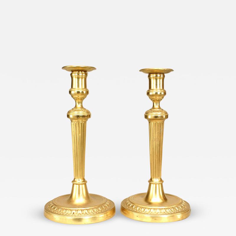 Pair of French Louis XVI Bronze Candlesticks
