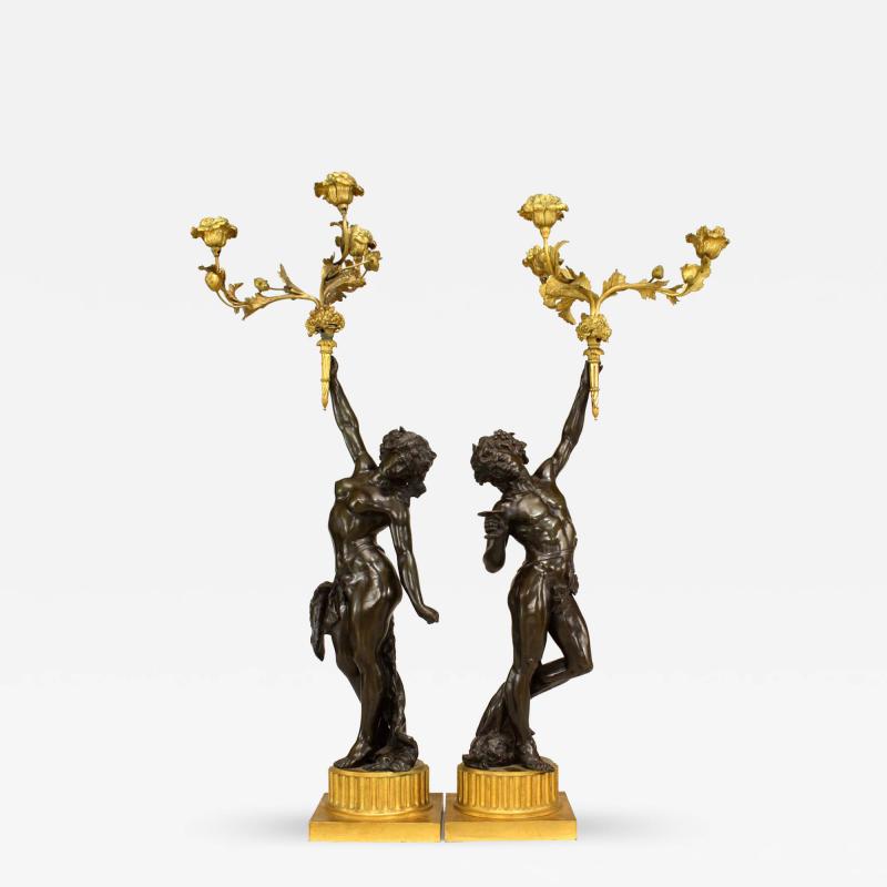 Pair of French Louis XVI Bronze Figural Candelabras