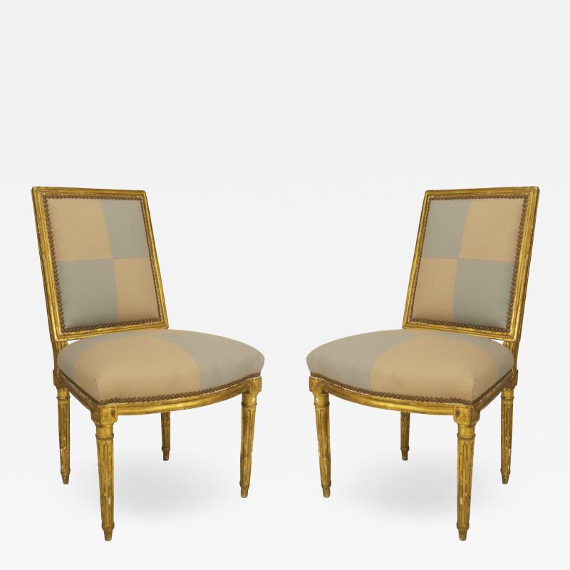 Pair of French Louis XVI Gilt Side Chairs