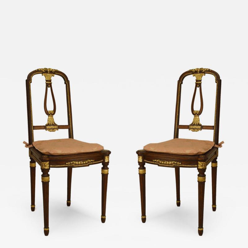 Pair of French Louis XVI Mahogany Side Chairs