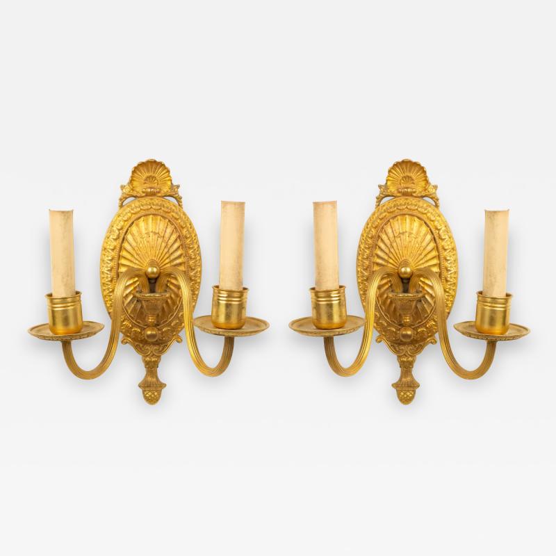 Pair of French Louis XVI Style Bronze Dore Wall Sconces