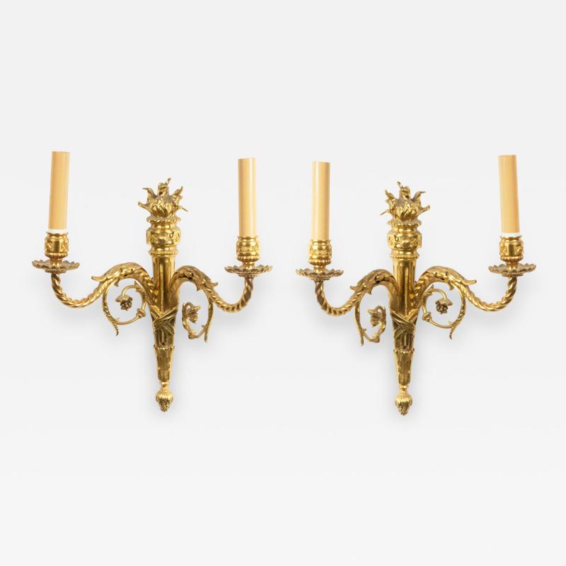 Pair of French Louis XVI Style Bronze Dore Wall Sconces