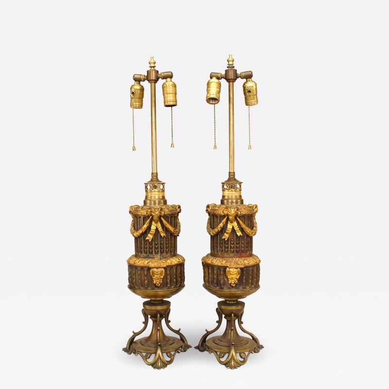 Pair of French Louis XVI Style Bronze Ram Table Lamps