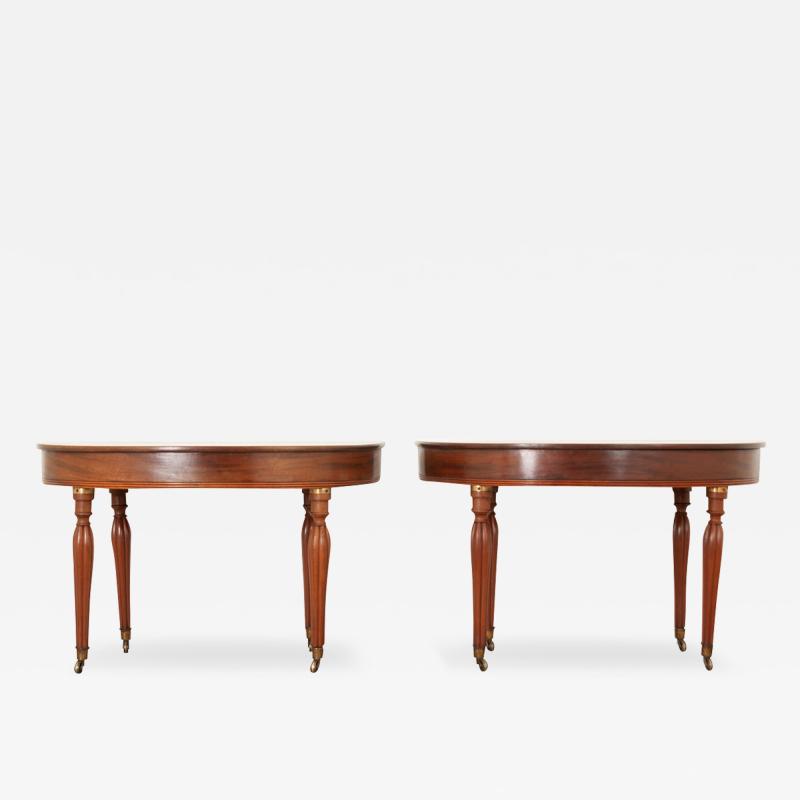 Pair of French Mahogany Demilune Table Ends