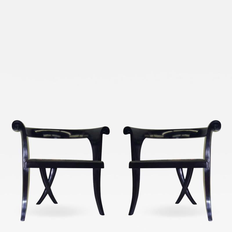 Pair of French Mid Century Lounge Chairs in the Modern Neoclassical Style