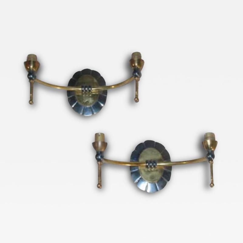 Pair of French Mid Century Modern Neoclassical Double Arm Wall Sconces