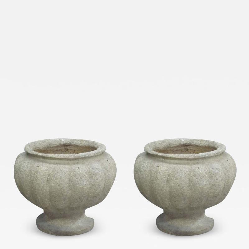 Pair of French Mid Century Modern Stone Table Lamps in the Form of Urns